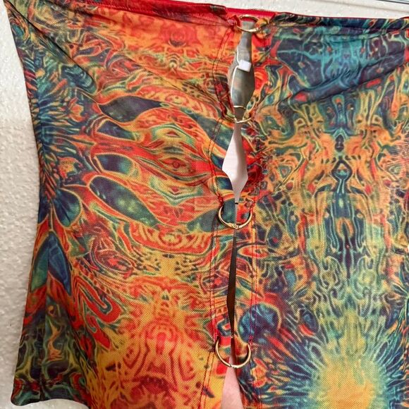 MUSERA Y2K Women's sheer multi color Crop-top size M NWT - Picture 6 of 7